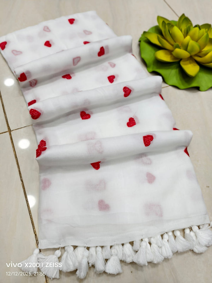 True Love Embroidery Mul Cotton Saree