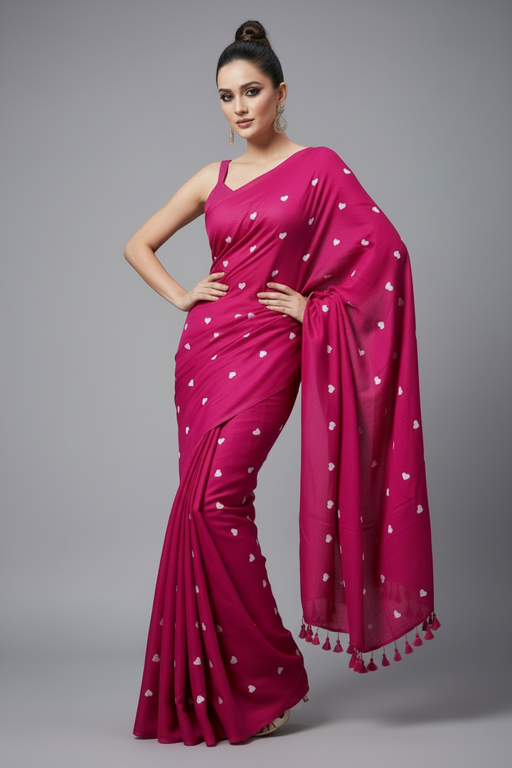 True Love Embroidery Mul Cotton Saree