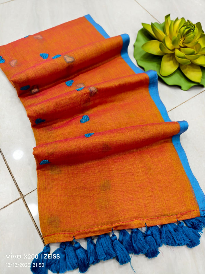 True Love Embroidery Mul Cotton Saree