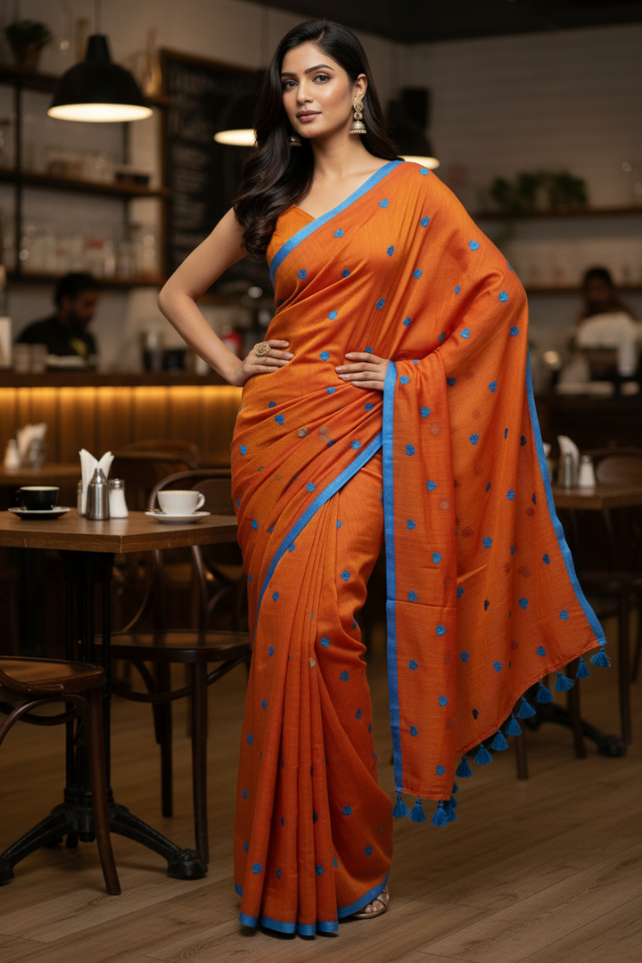 True Love Embroidery Mul Cotton Saree