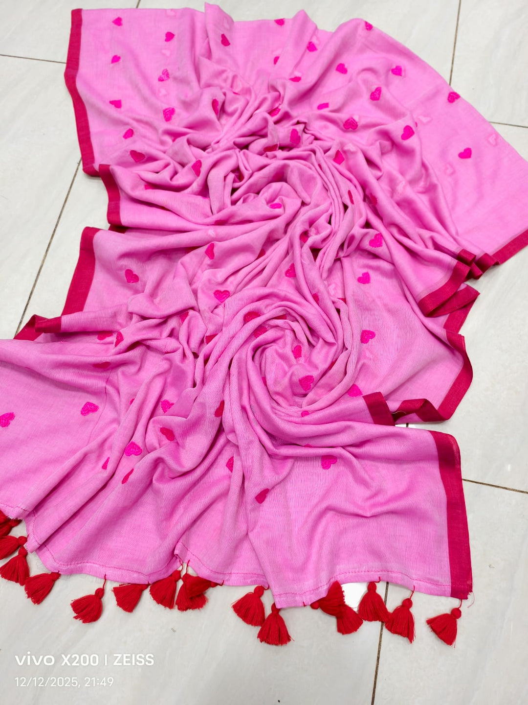 True Love Embroidery Mul Cotton Saree