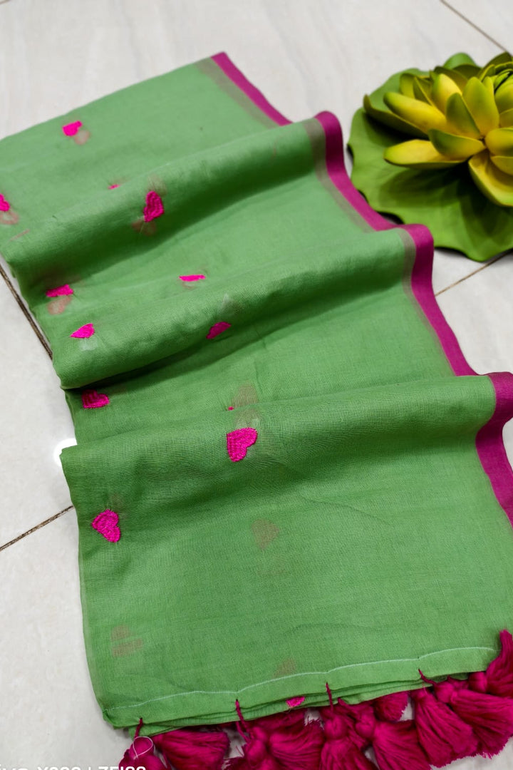 True Love Embroidery Mul Cotton Saree