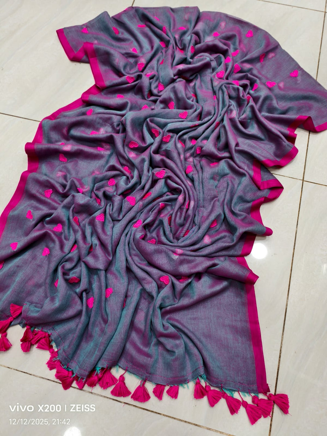 True Love Embroidery Mul Cotton Saree