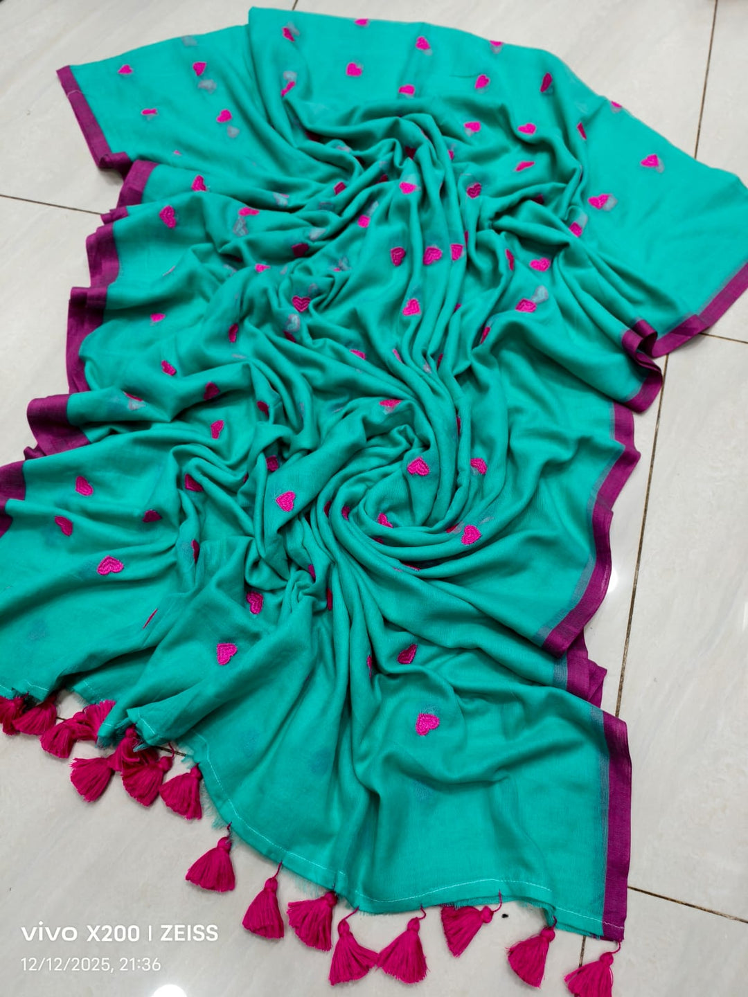 True Love Embroidery Mul Cotton Saree