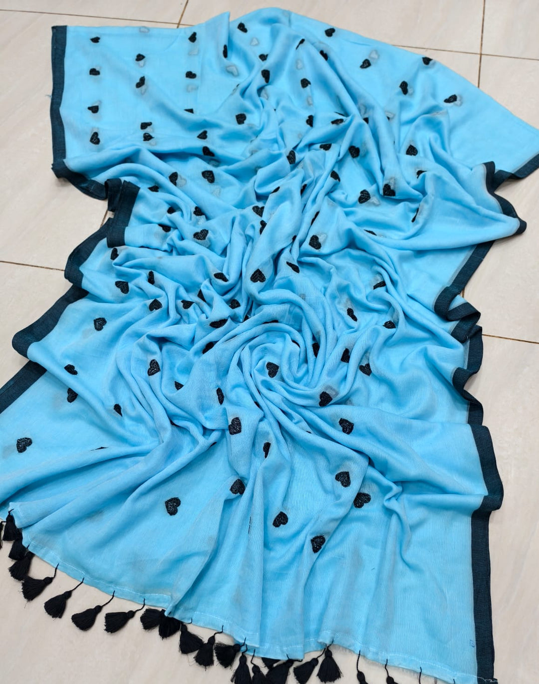 True Love Embroidery Mul Cotton Saree