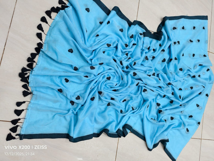 True Love Embroidery Mul Cotton Saree