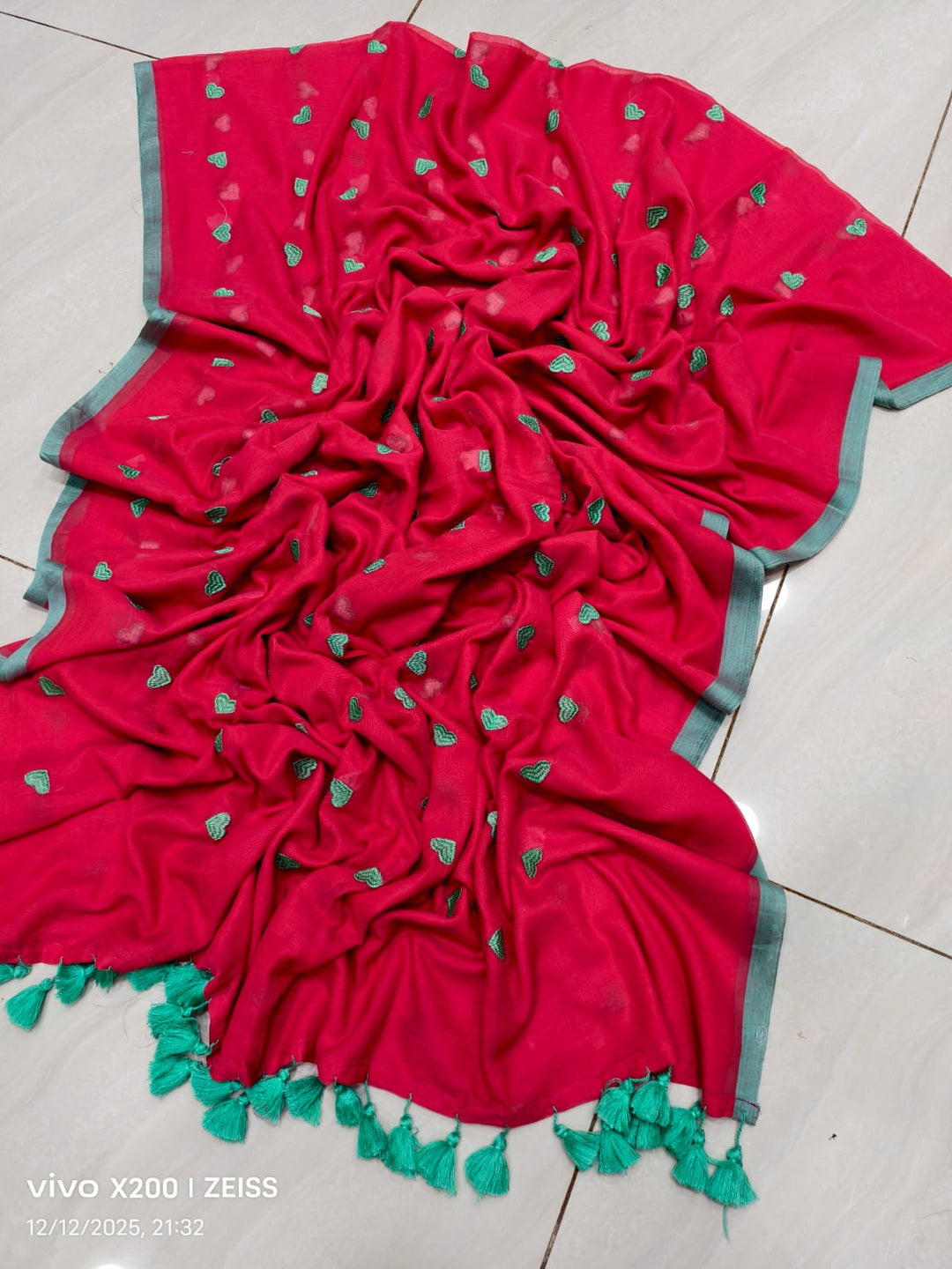 True Love Embroidery Mul Cotton Saree