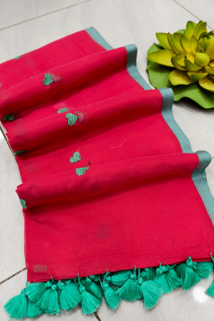 True Love Embroidery Mul Cotton Saree