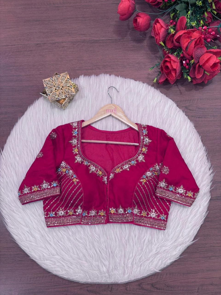 Made Of Vichitra Silk-Designer Blouse(Pink)