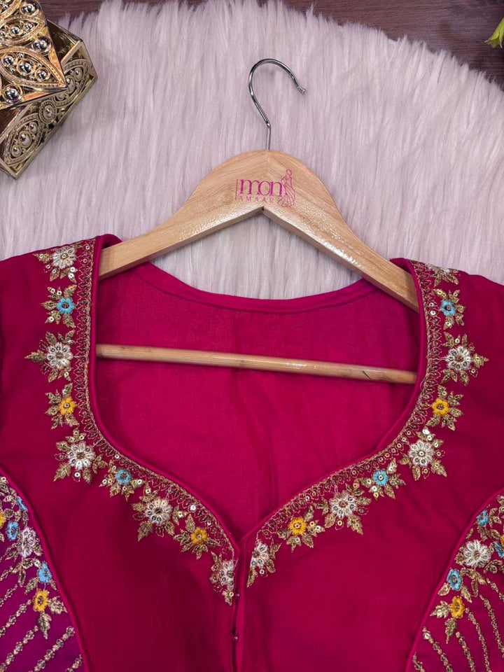 Made Of Vichitra Silk-Designer Blouse(Pink)