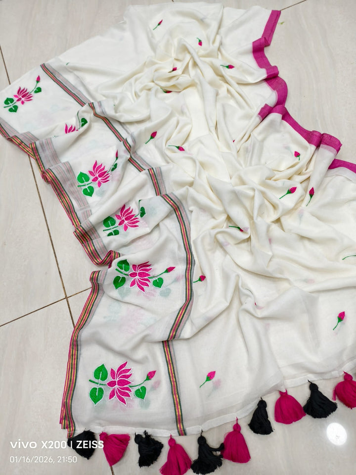 Shy blush Mul Cotton Saree