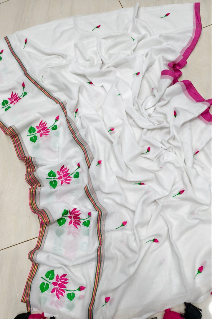 Shy blush Mul Cotton Saree