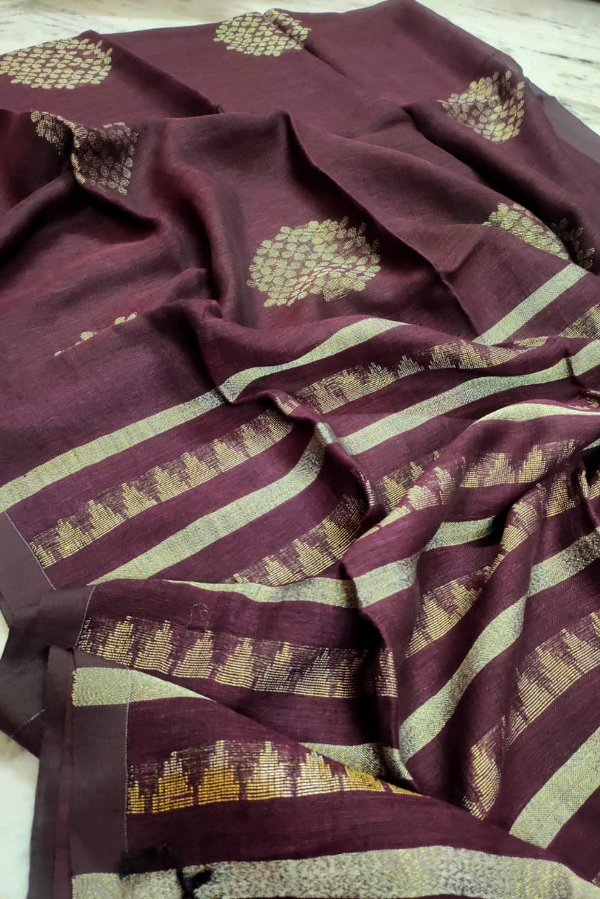 MoniKatha Jamdani Linen Saree for Women