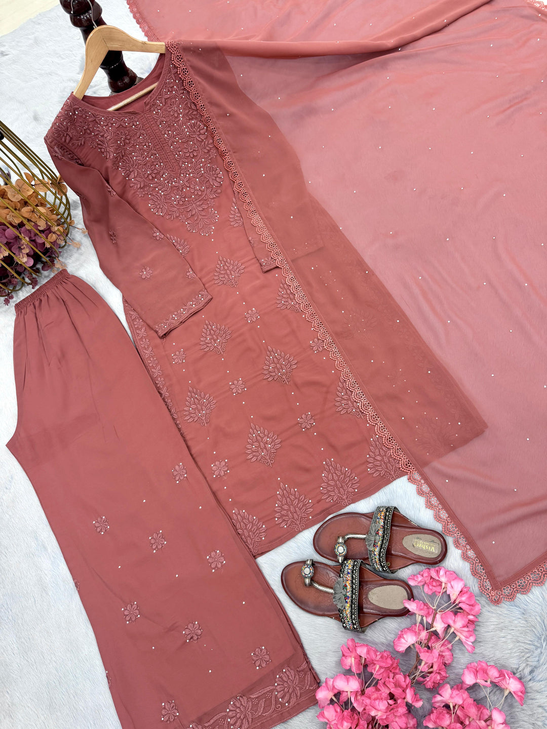Fairytale Queen Chikankari Embroidery kurti Set