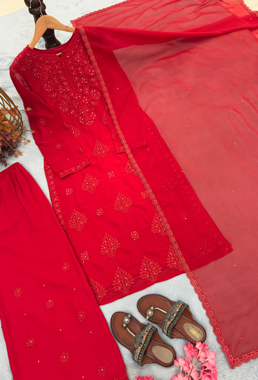 Fairytale Queen Chikankari Embroidery kurti Set