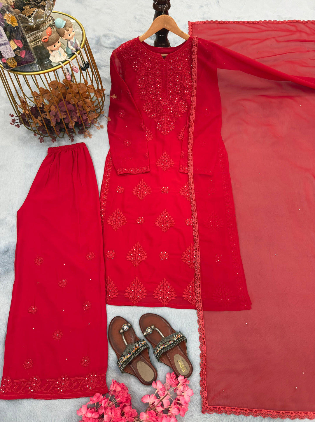 Fairytale Queen Chikankari Embroidery kurti Set