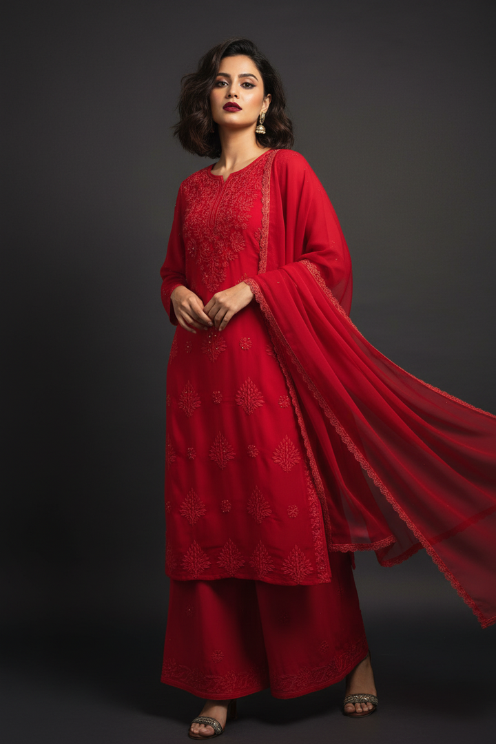 Fairytale Queen Chikankari Embroidery kurti Set