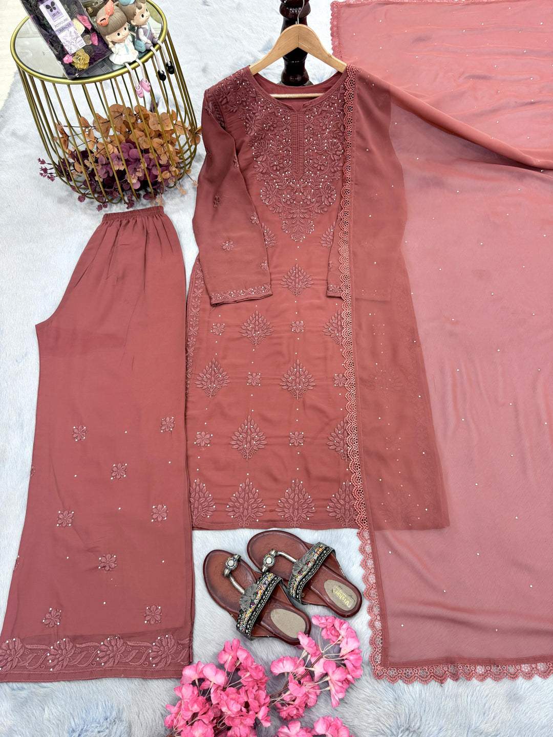 Fairytale Queen Chikankari Embroidery kurti Set
