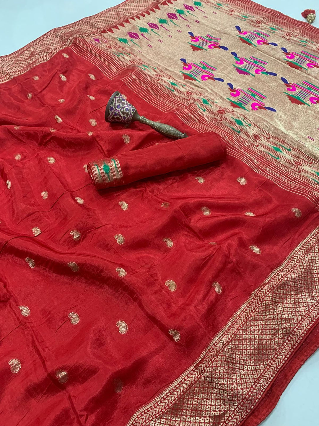 Cloud Kissed Jasmine Designer Gaji Silk Saree