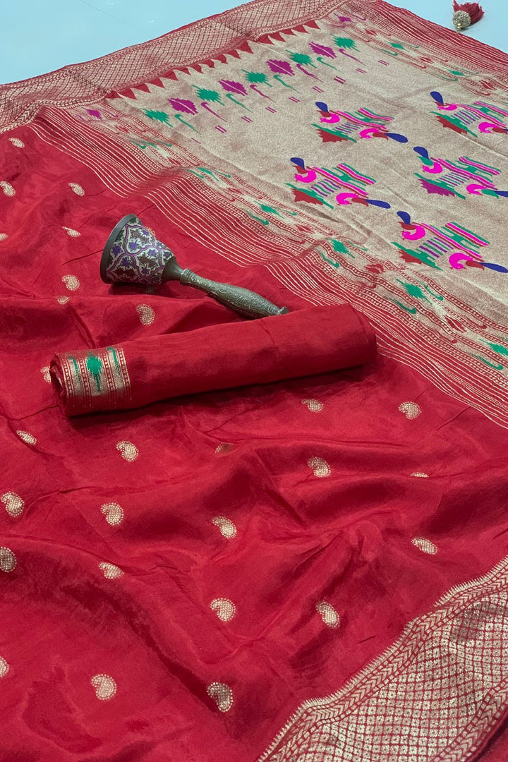 Cloud Kissed Jasmine Designer Gaji Silk Saree