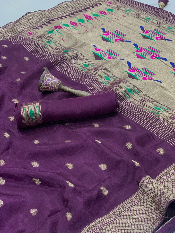 Cloud Kissed Jasmine Designer Gaji Silk Saree