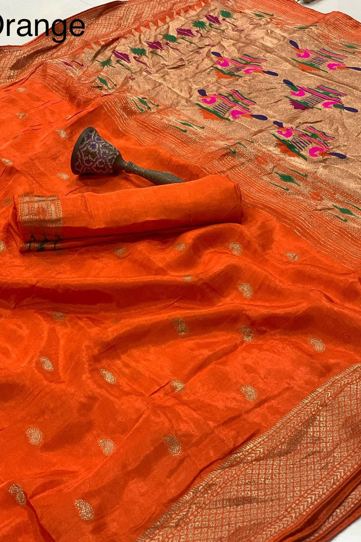 Cloud Kissed Jasmine Designer Gaji Silk Saree