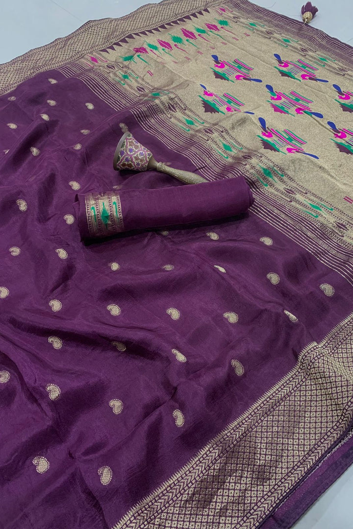 Cloud Kissed Jasmine Designer Gaji Silk Saree