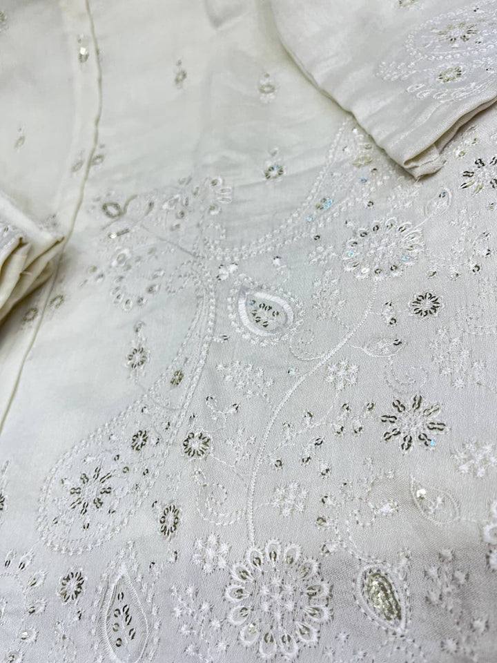 White Song Chanderi Silk Co-ord Set