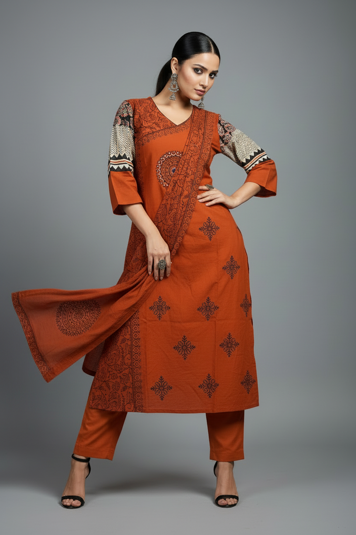 Garland of Spring Cotton Kurti Set