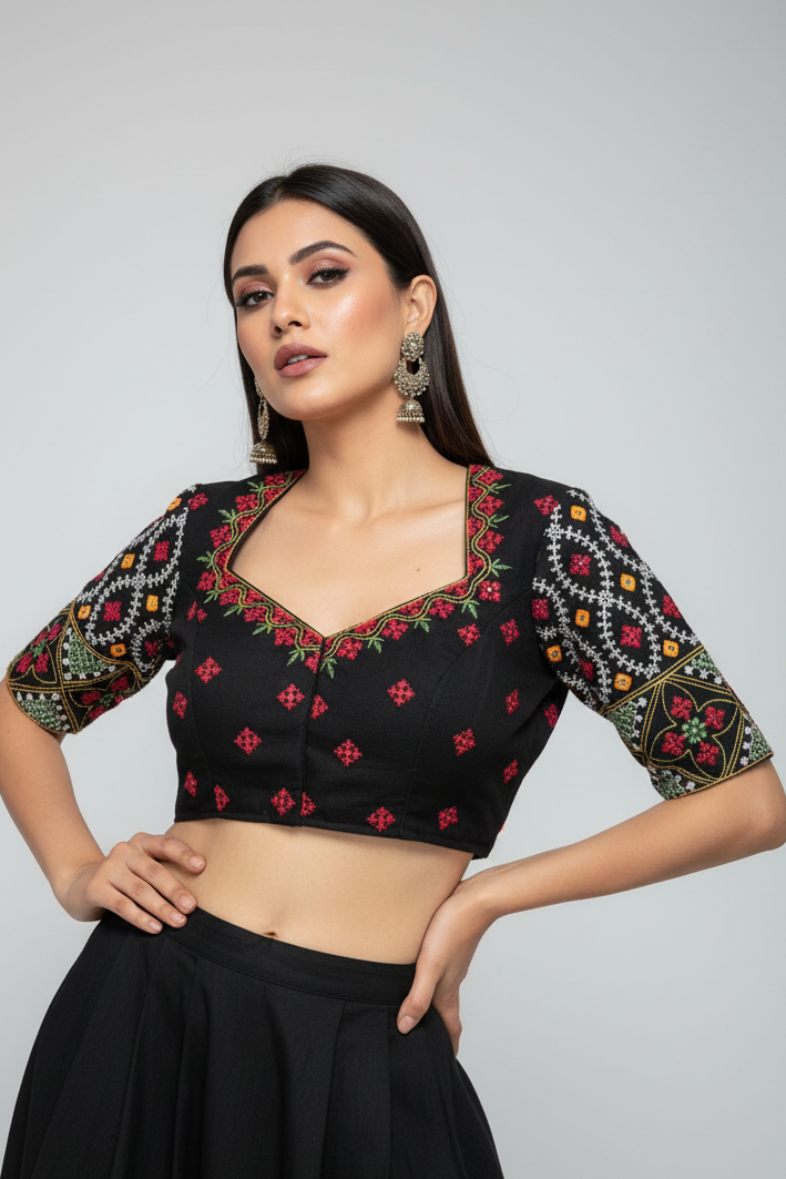 Kutch Style Vichitra Silk Blouse