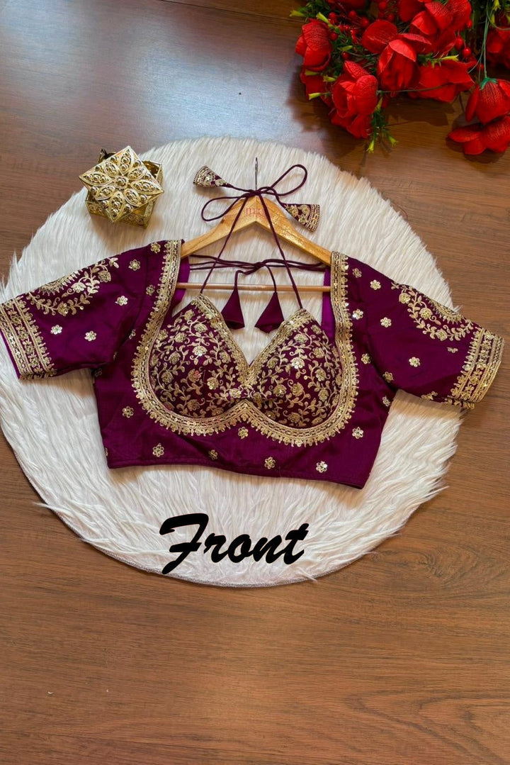 Flowing Art Designer Vichitra Silk Blouse