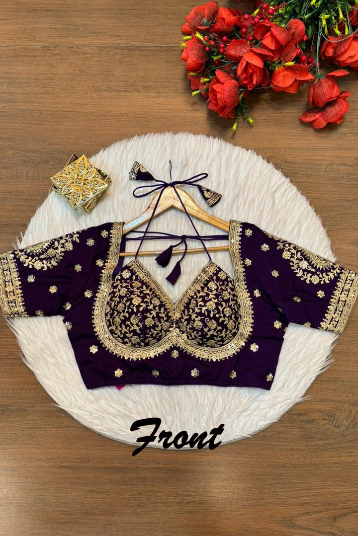 Flowing Art Designer Vichitra Silk Blouse