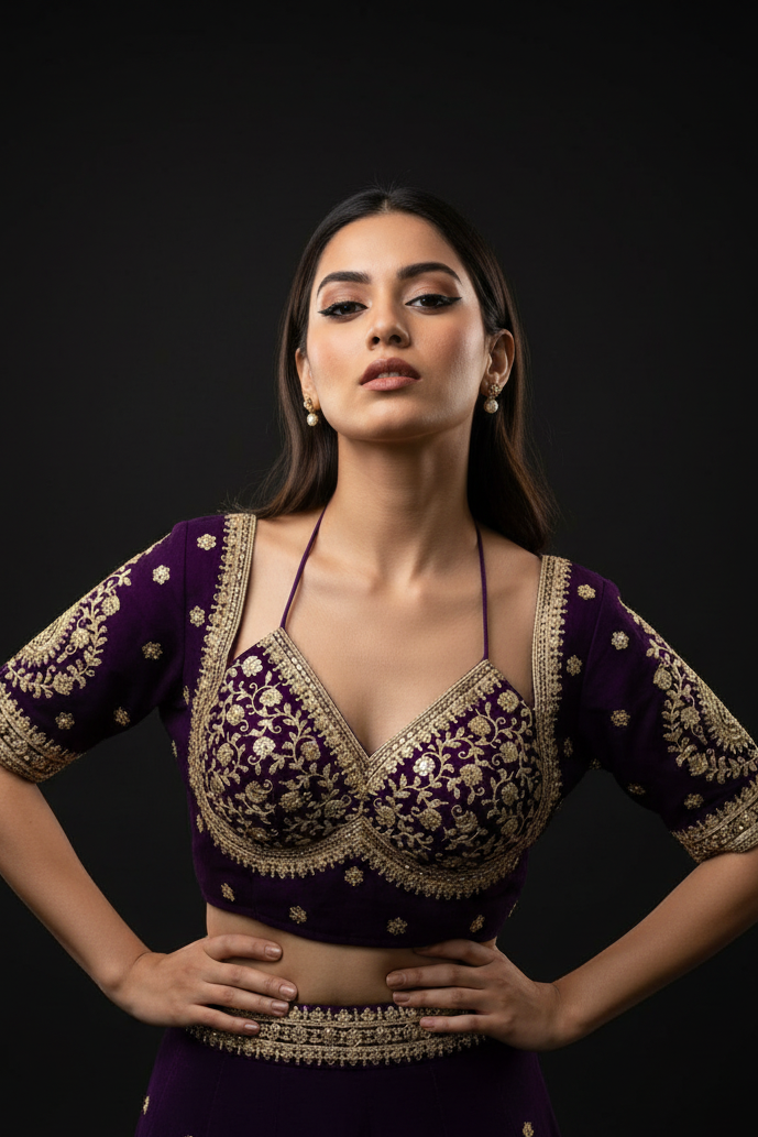 Flowing Art Designer Vichitra Silk Blouse