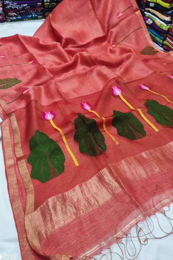 Sonar Mohor Tissue Linen Saree