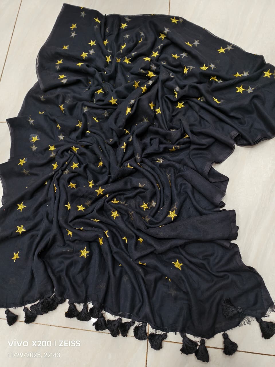 Star Embroidery Mul Cotton Saree