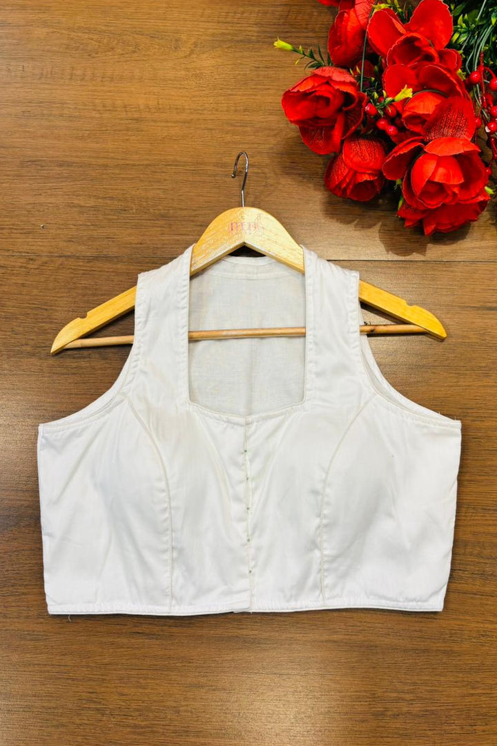 Solid White Halter Cotton Blouse