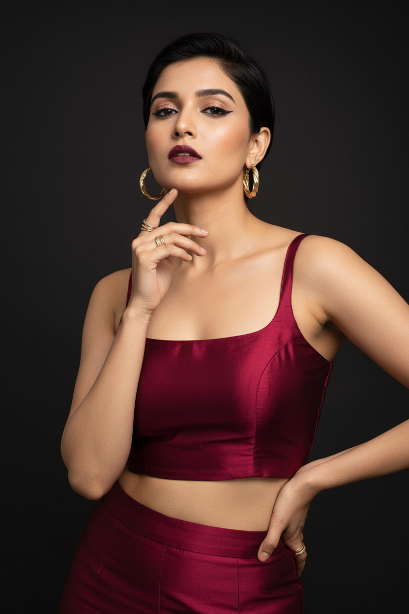 The Bonedi Baddie - Solid Fancy Designer Blouse