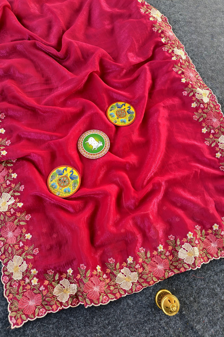 Floral Glow Fancy Chiffon Silk Saree