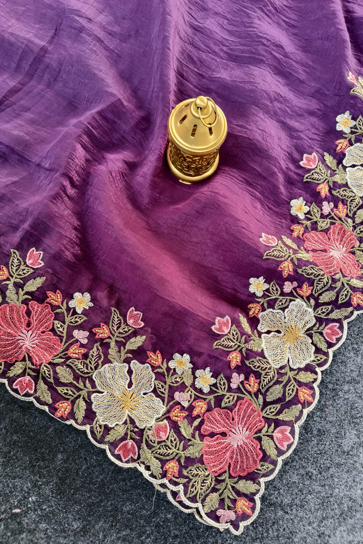 Floral Glow Fancy Chiffon Silk Saree