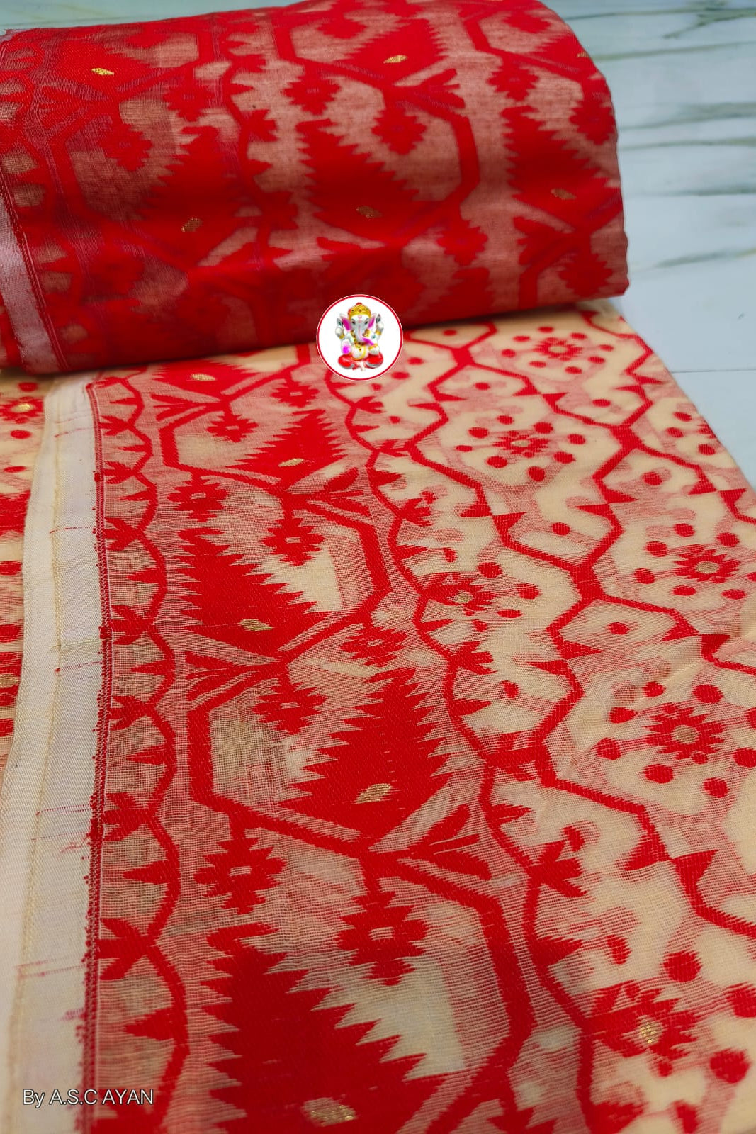Dhruva tara Dhakai Jamdani Saree