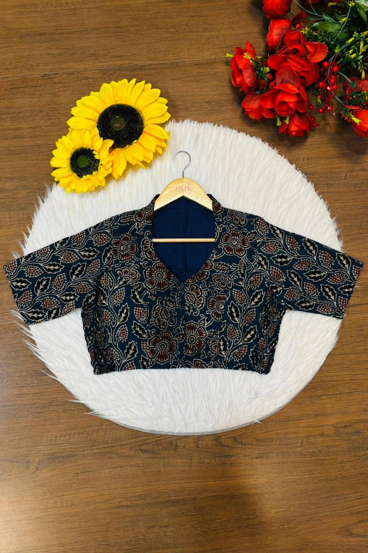 New Smoky Stretchable Ajrakh Blouse