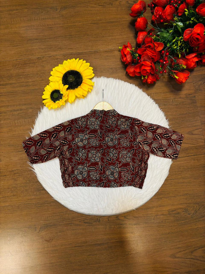 New Smoky Stretchable Ajrakh Blouse