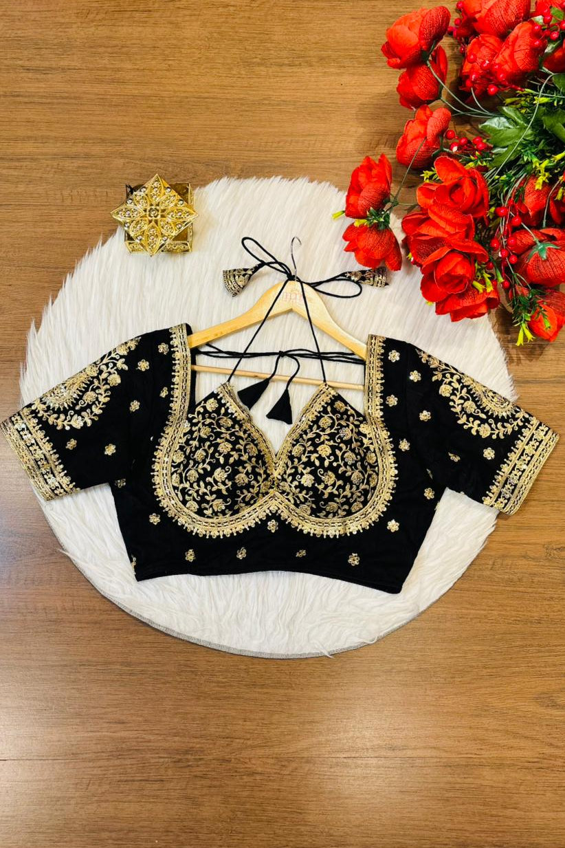 Flowing Art Designer Vichitra Silk Blouse