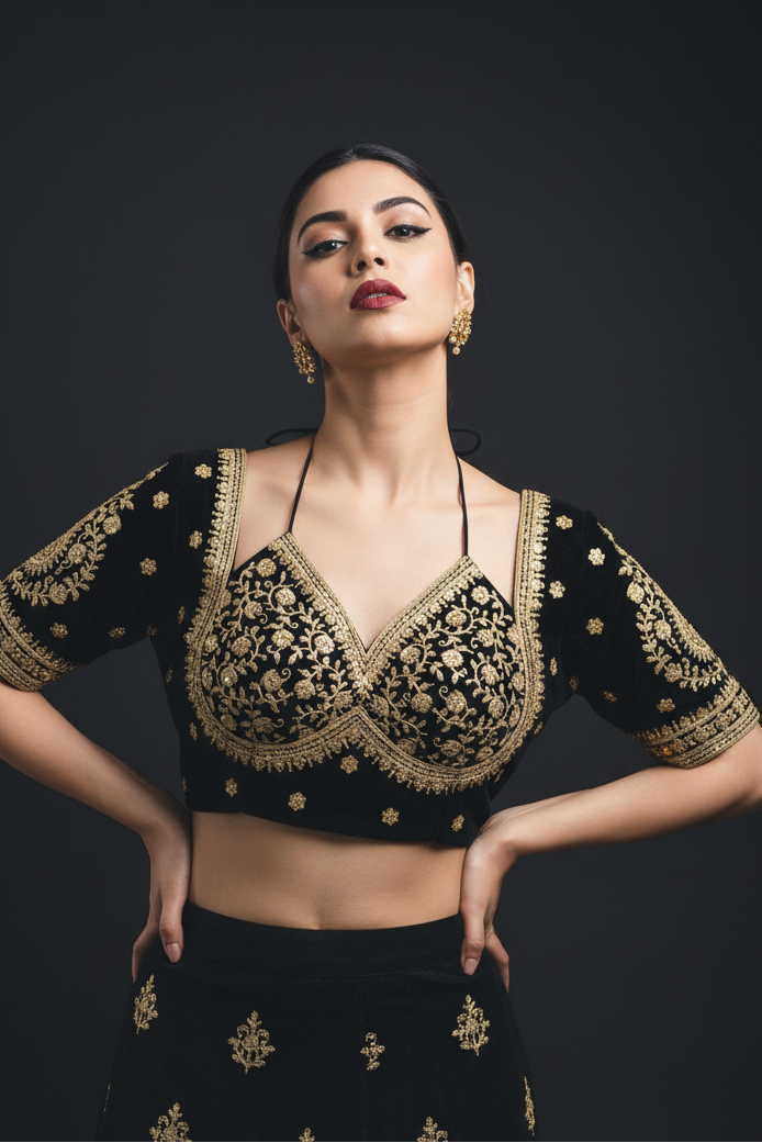 Flowing Art Designer Vichitra Silk Blouse