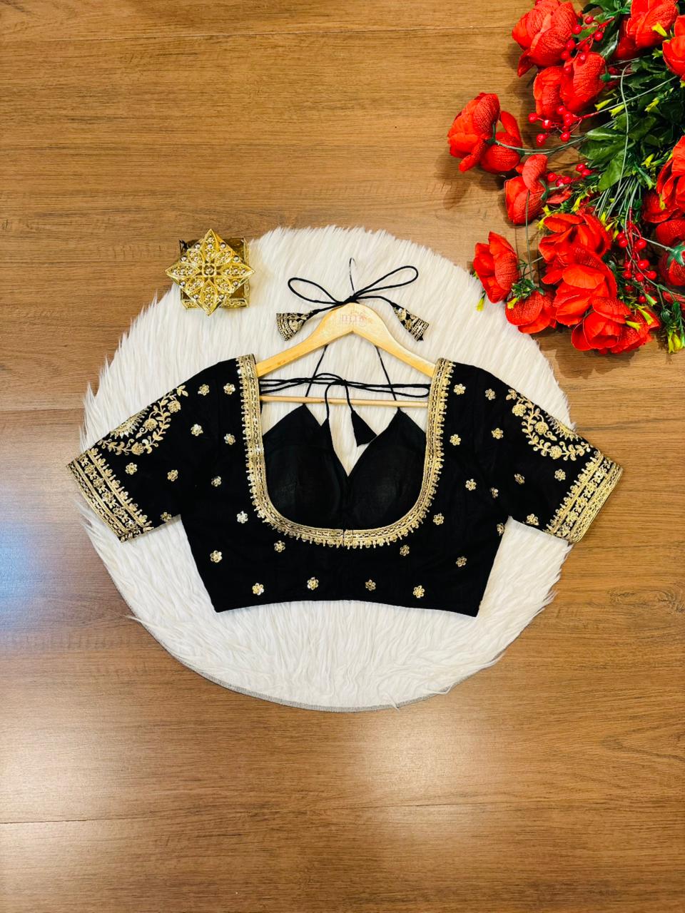 Flowing Art Designer Vichitra Silk Blouse