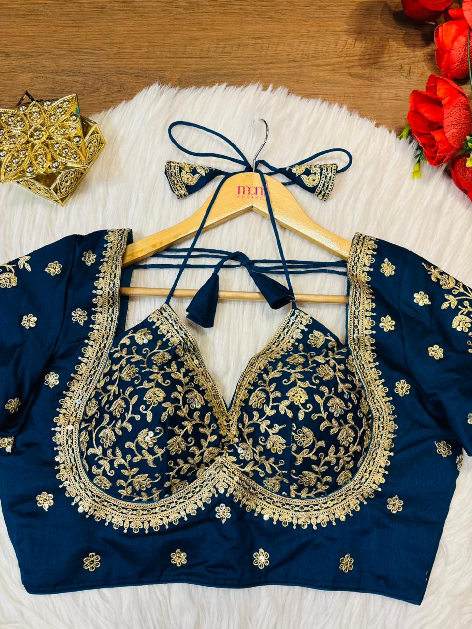 Flowing Art Designer Vichitra Silk Blouse