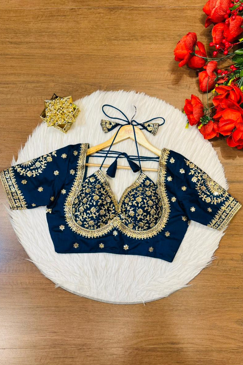 Flowing Art Designer Vichitra Silk Blouse