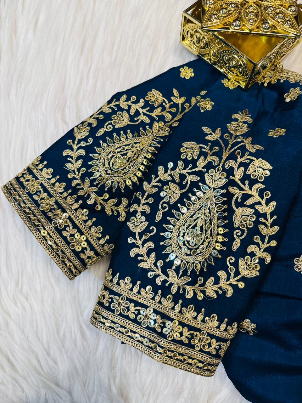 Flowing Art Designer Vichitra Silk Blouse