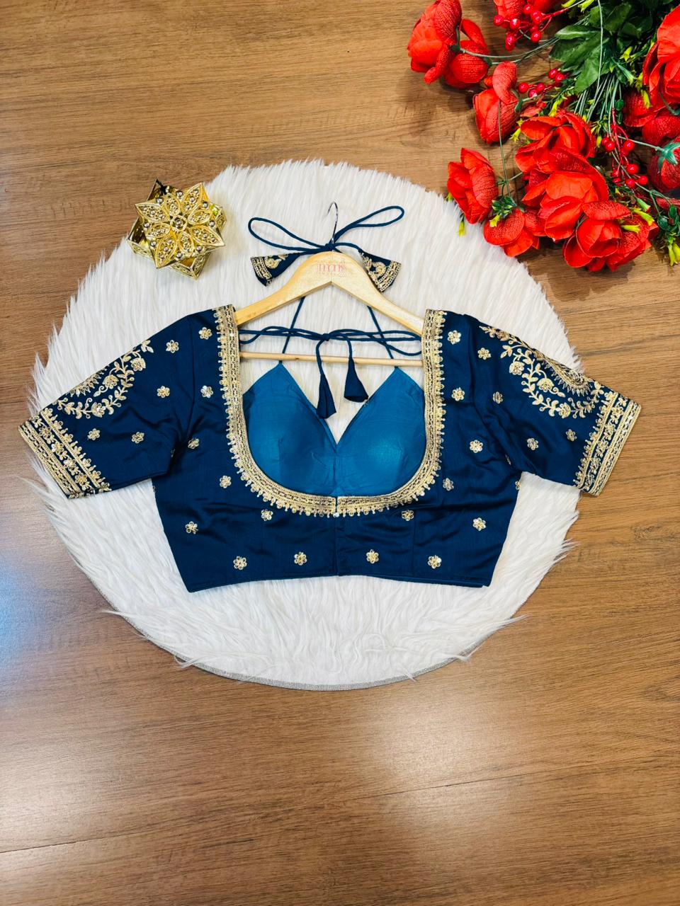 Flowing Art Designer Vichitra Silk Blouse