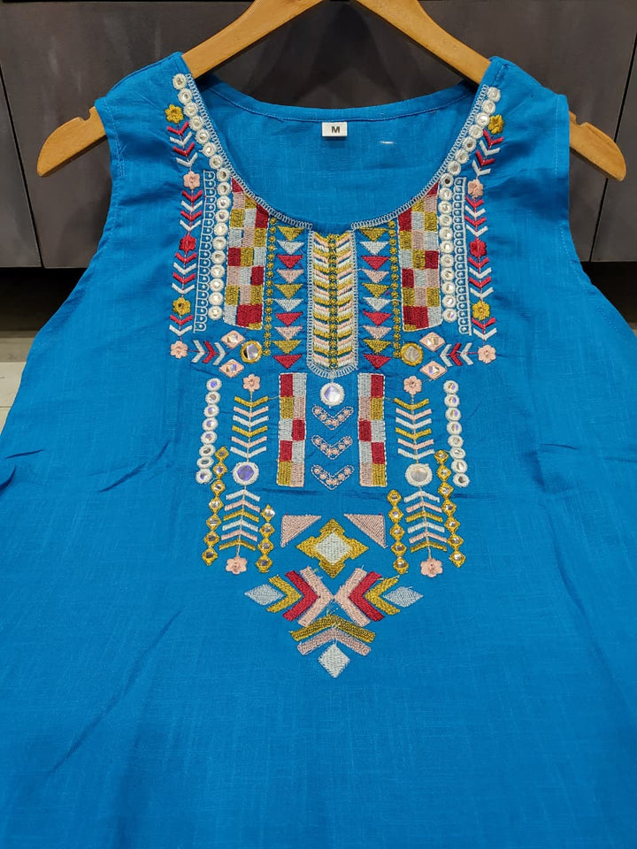 Ocean Bloom Cotton Kurti Set